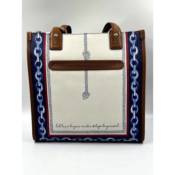 NWT Brighton Anchor & Soul Sailors Heart Leather Tote Bag Multi NWTS - Picture 2 of 12